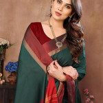 Women's Striped Pattern Cotton Silk Saree
